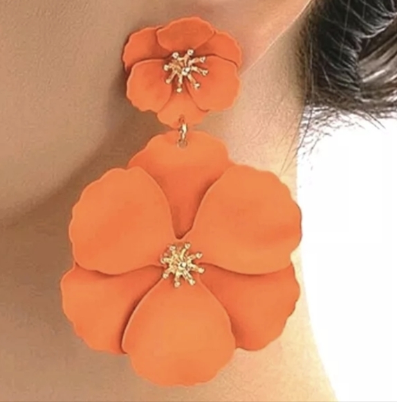 Boho Top earrings Set Bohemian Style fashion blouse Brown Red Orange Geometric - Picture 3 of 12